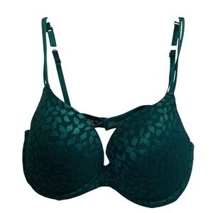 💜 Gilligan & O'Malley Green Leaf Pattern Push-Up Bra 36D